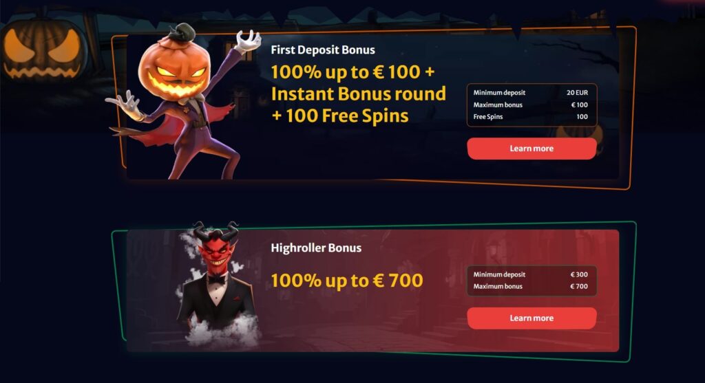 HellSpin Casino Welcome Bonus - 100% up to €100 + 100 Free Spins