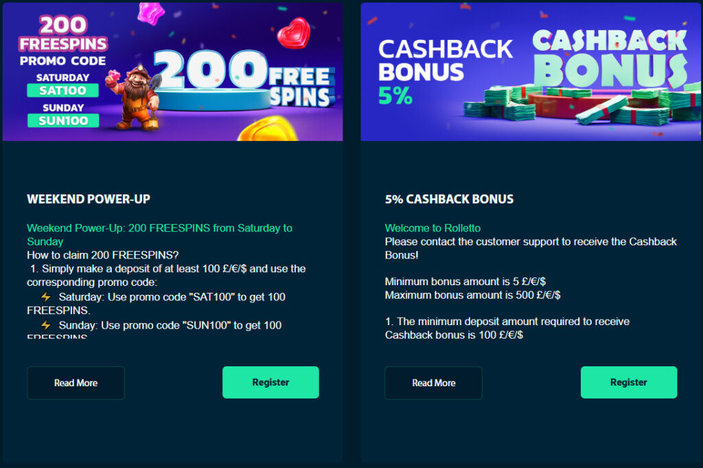 Rolletto Casino Offers